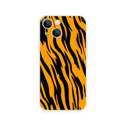 Orange and black tiger-print iPhone case for 13-16 with a slim matte shell, bold animal aesthetic.