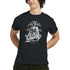 Male model wearing a black Gothic Glory graphic T-shirt with a white statue and Glory script.