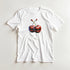 White women's graphic tee featuring a bold double-cherry print on the chest.