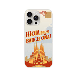Vintage postcard iPhone case with Spain Barcelona travel motif; flexible, protective shell for daily adventures.