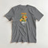 Fresh Juice graphic tee on gray heather, soft cotton blend with orange juice carton and citrus fruits.