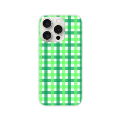 Green gingham iPhone case with lime-green and white squares