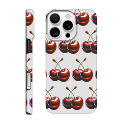 Cherries phone case; tough protective cover for iPhone 16/15/14/13 with wraparound print on back and sides