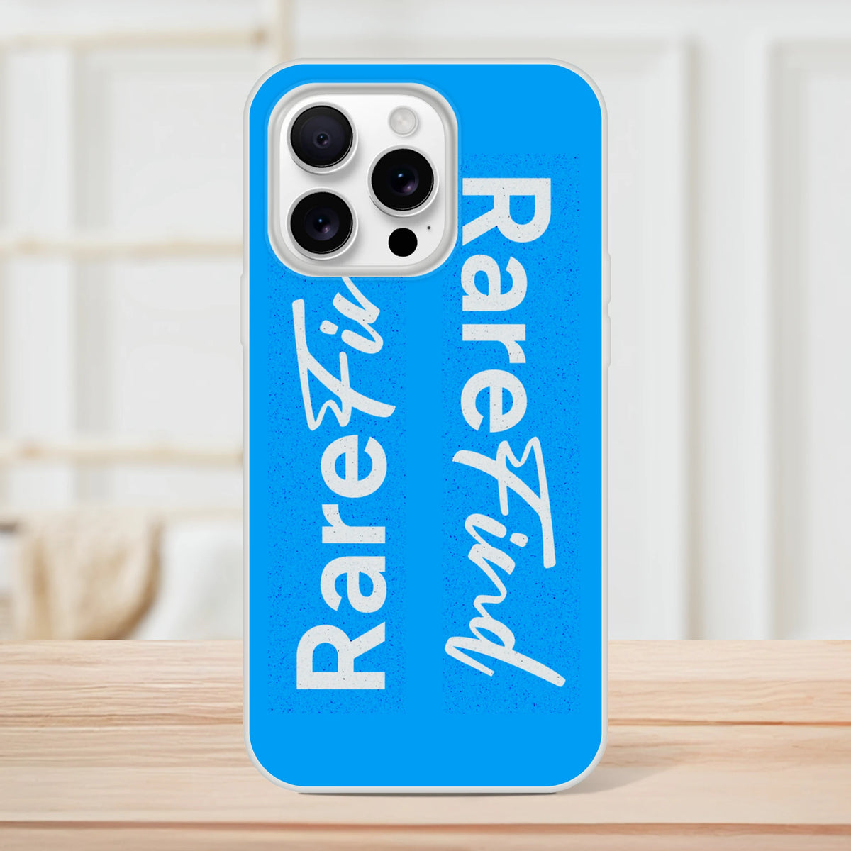 Rare Find Blue iPhone Case (13-16) Positive Slogan Phone Cover with matte blue back and camera cutout
