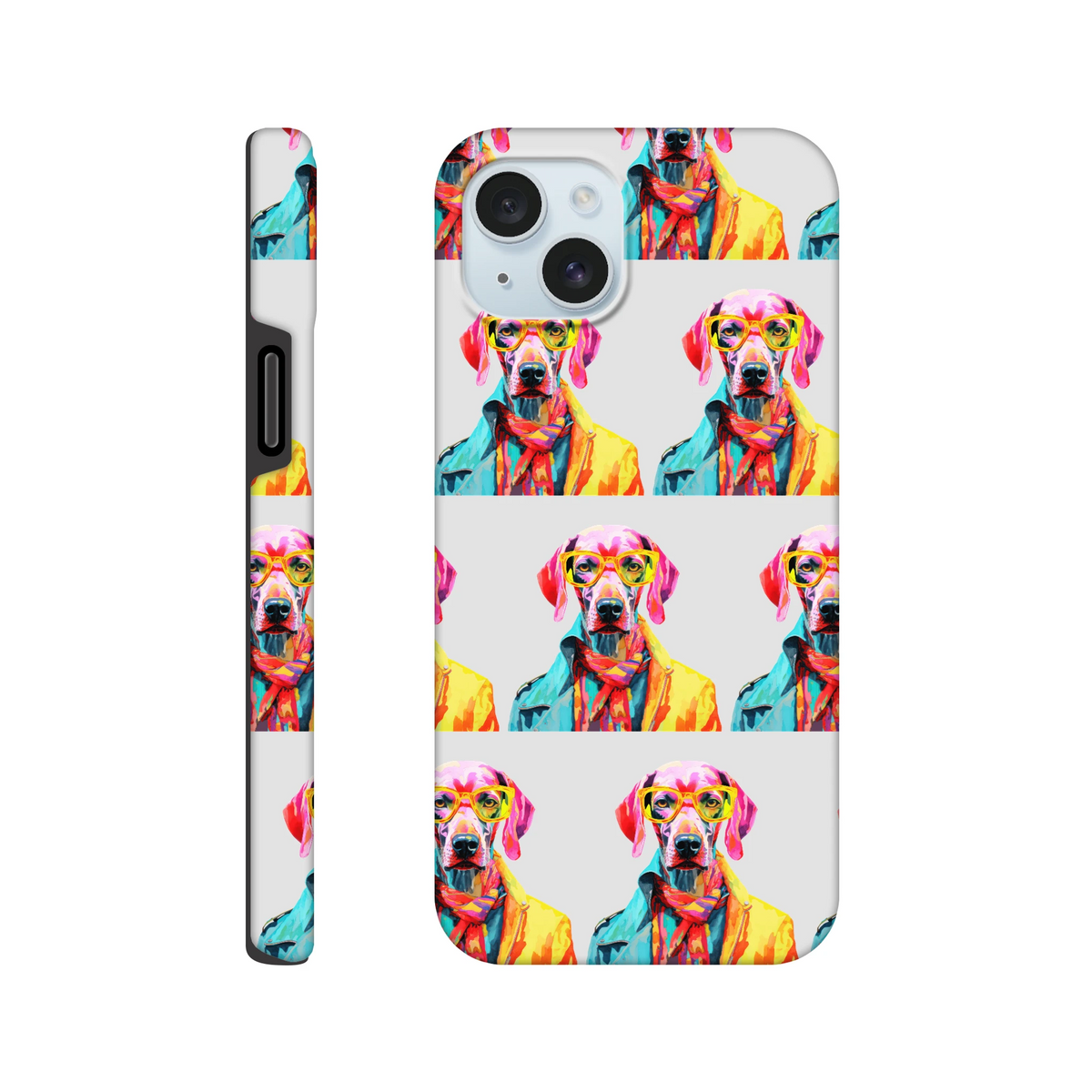 Gent Dog Tough Protective Case with dual-layer glossy finish and wraparound colorful dog print for iPhone 16–13.
