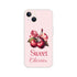 Cherries iPhone case on pink background with two red cherries tied by a pink ribbon and 'Sweet Cherries' text