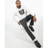 Male model in white cotton blend Teddy Bear Hoodie with colorful bear graphic, casual streetwear style.