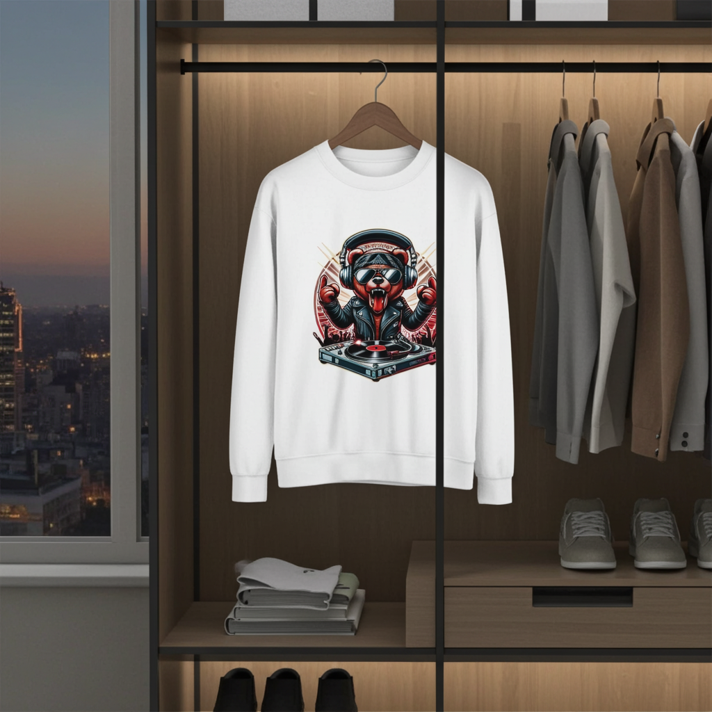 Y2K DJ Bear Sweatshirt for Men – Modern Street Aesthetic