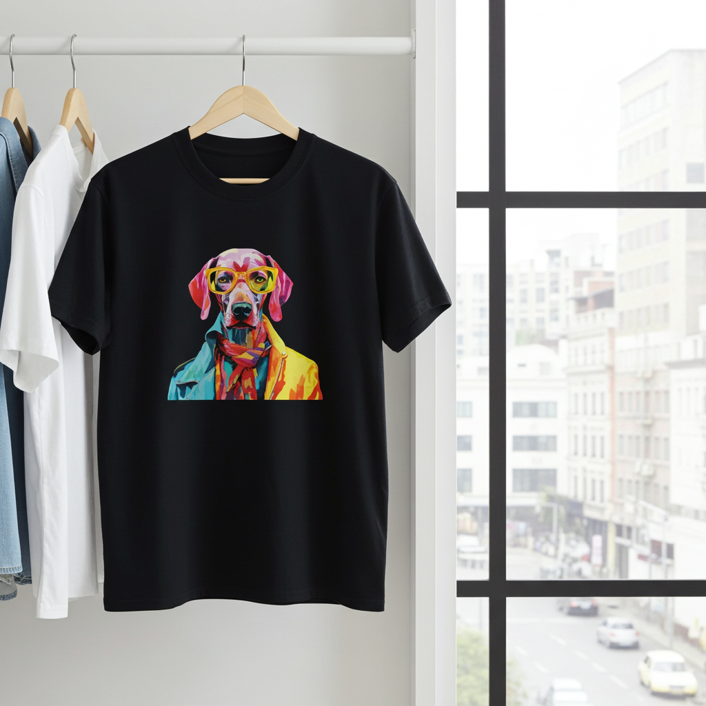 Men's Y2K Dog T-Shirt | Retro Streetwear Summer Top | Urban Palm Trees
