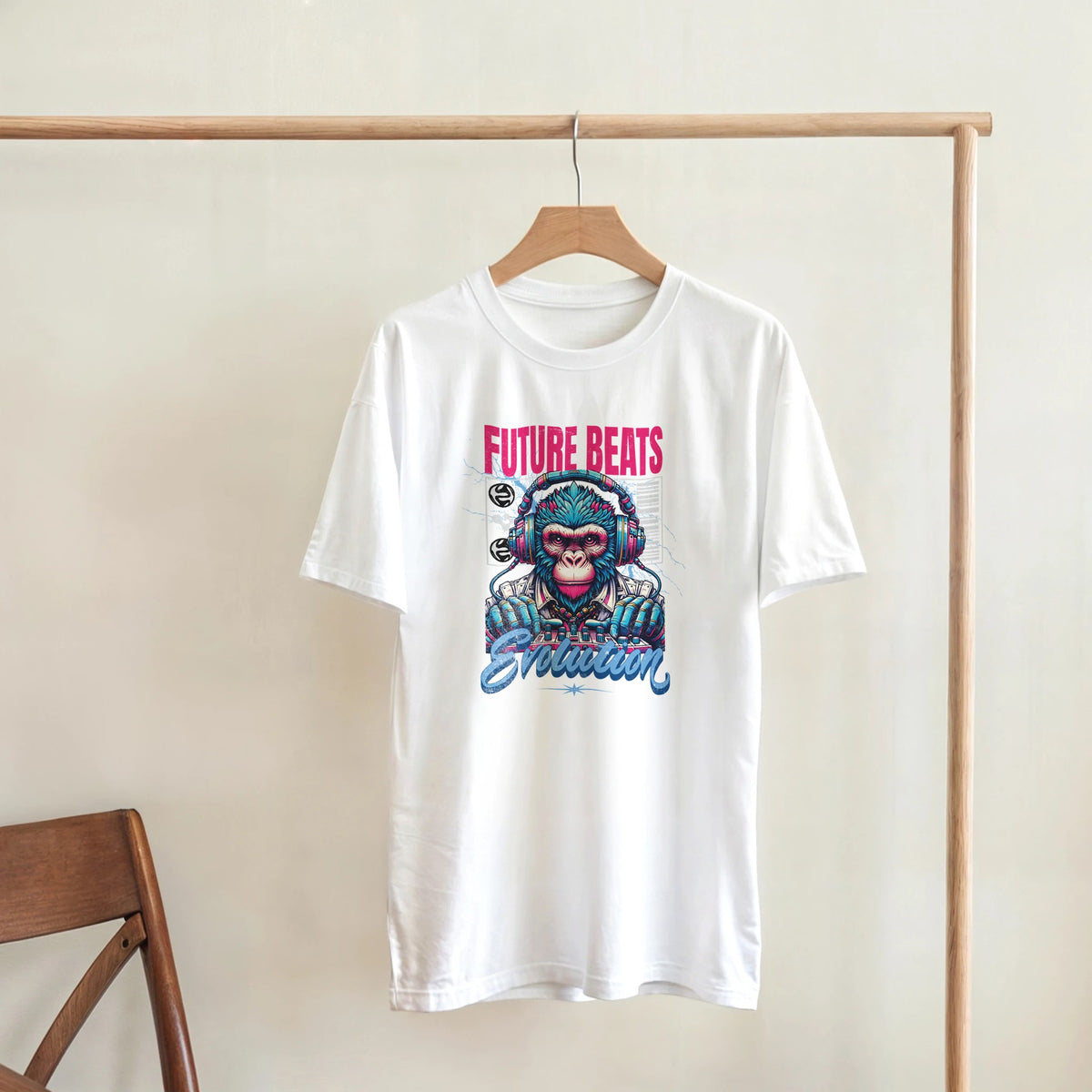 Monkey DJ graphic T-shirt product image
