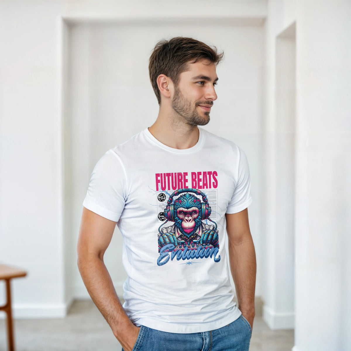 Monkey DJ graphic T-shirt product image